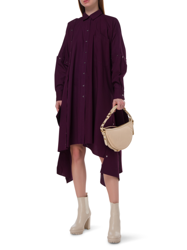 فستان طويل غير متماثل على شكل قميص