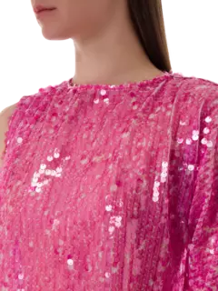 فستان منسدل مزين بالترتر