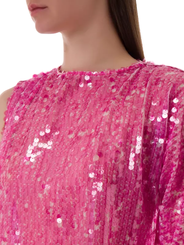 فستان منسدل مزين بالترتر