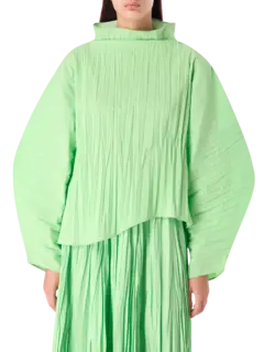 بلوزة بأكمام طويلة منتفخة بليسيه