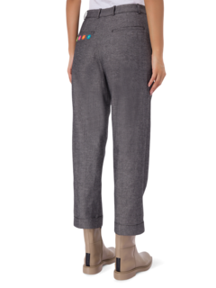 Flower-Embroidered Trousers