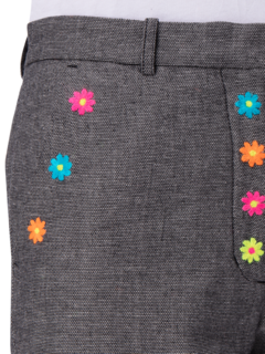 Flower-Embroidered Trousers
