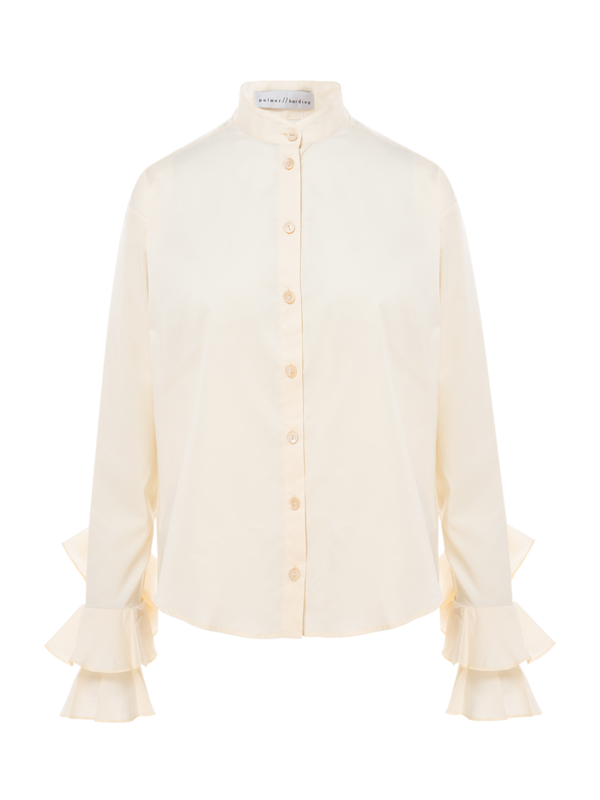 FLOURISH FLOUNCE CUFF SHIRT IN CREAM COTTON POPLIN