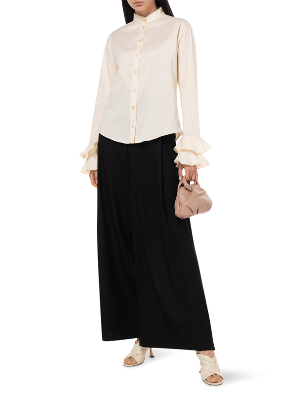 FLOURISH FLOUNCE CUFF SHIRT IN CREAM COTTON POPLIN