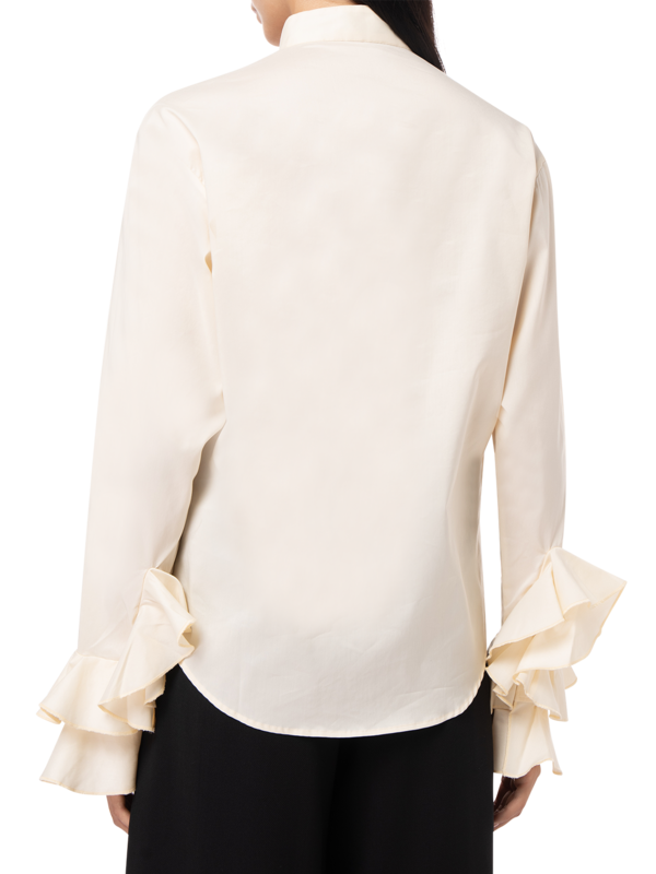 FLOURISH FLOUNCE CUFF SHIRT IN CREAM COTTON POPLIN