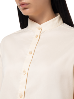 FLOURISH FLOUNCE CUFF SHIRT IN CREAM COTTON POPLIN