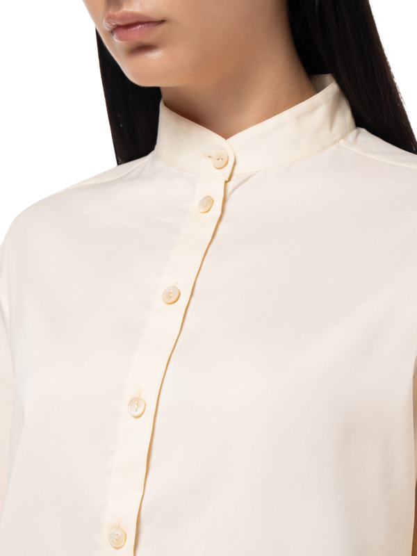 FLOURISH FLOUNCE CUFF SHIRT IN CREAM COTTON POPLIN