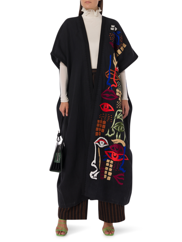 Embroidered Open Kaftan