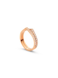 Antifer Paved 2 Rows Ring In Pink Gold