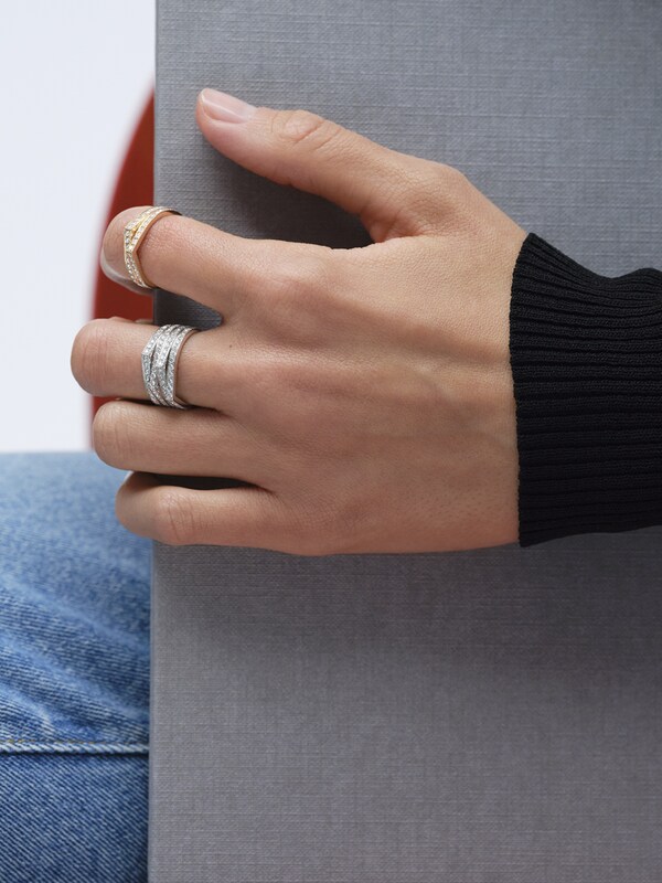 Antifer Paved 2 Rows Ring In Pink Gold