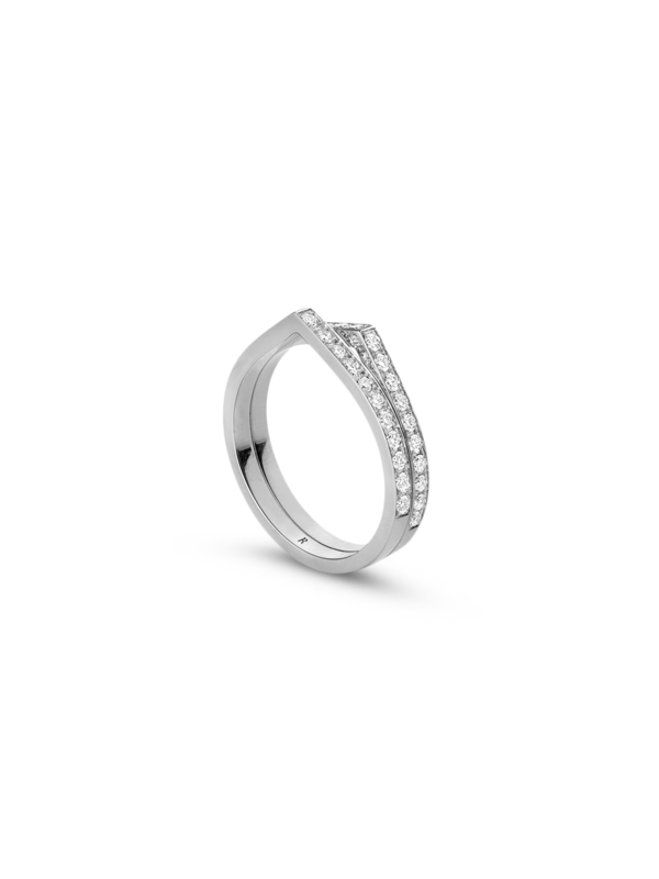 Antifer Paved Ring In White Gold