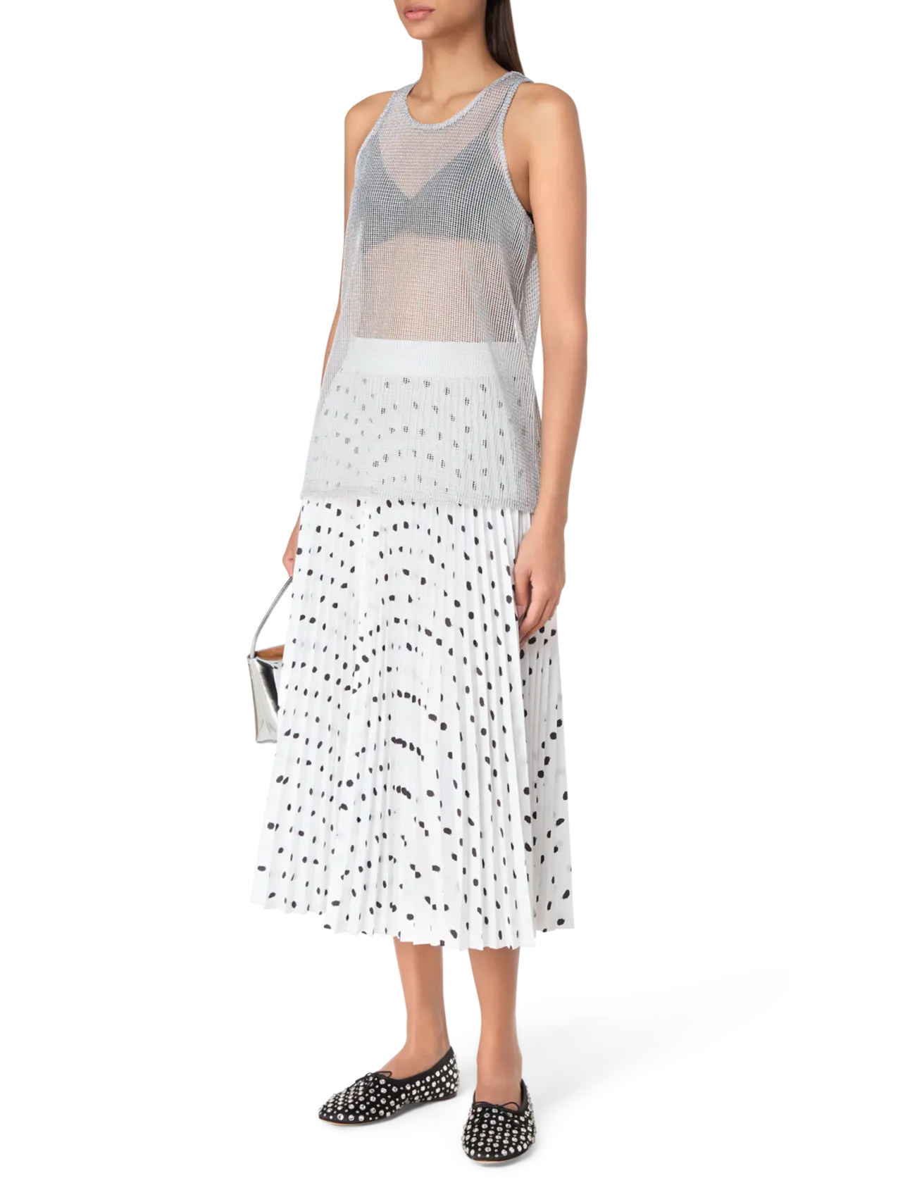 Api Maria Tibi Tibi Scribble Dot Print Pleated Skirt | THAT