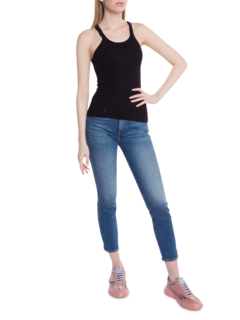 Ribbed Tank Top with Halter Neckline