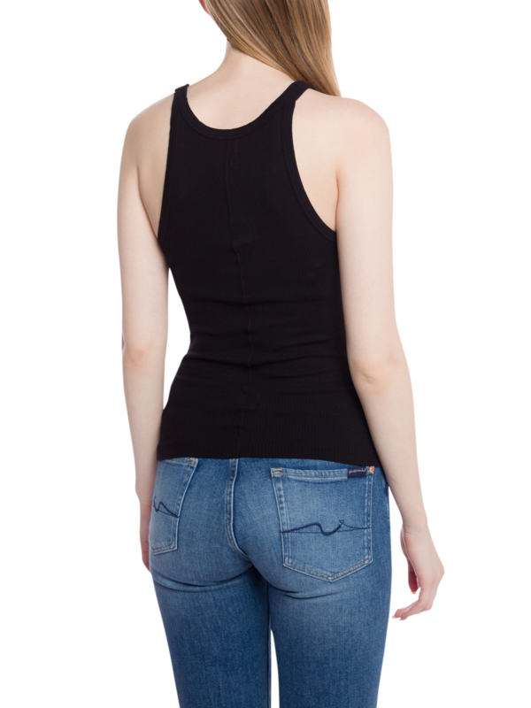 Ribbed Tank Top with Halter Neckline