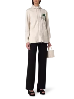 هودي بسحاب مزين بتطريز شجرة نخيل