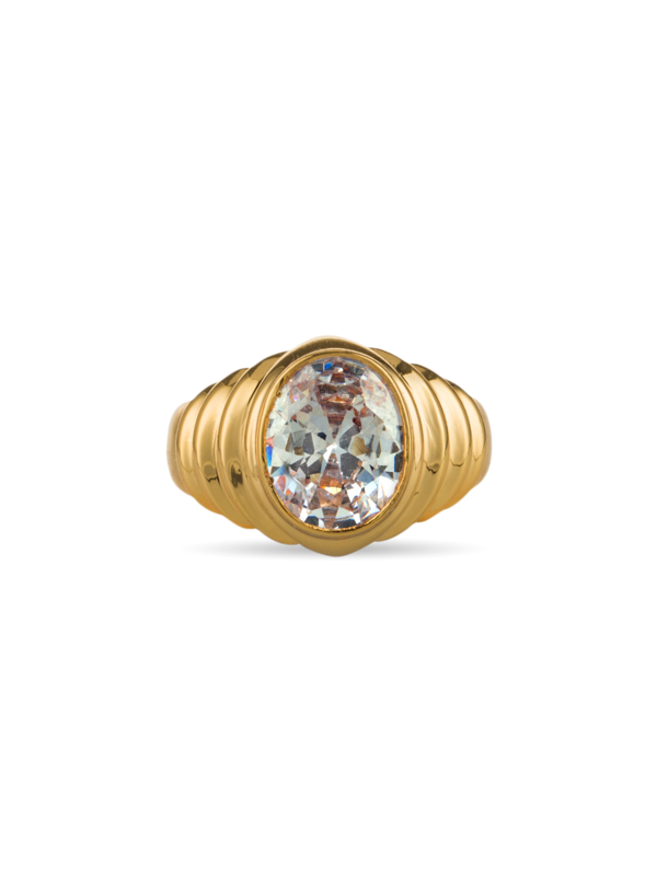 Gold-Plated Crysta Heart Ring