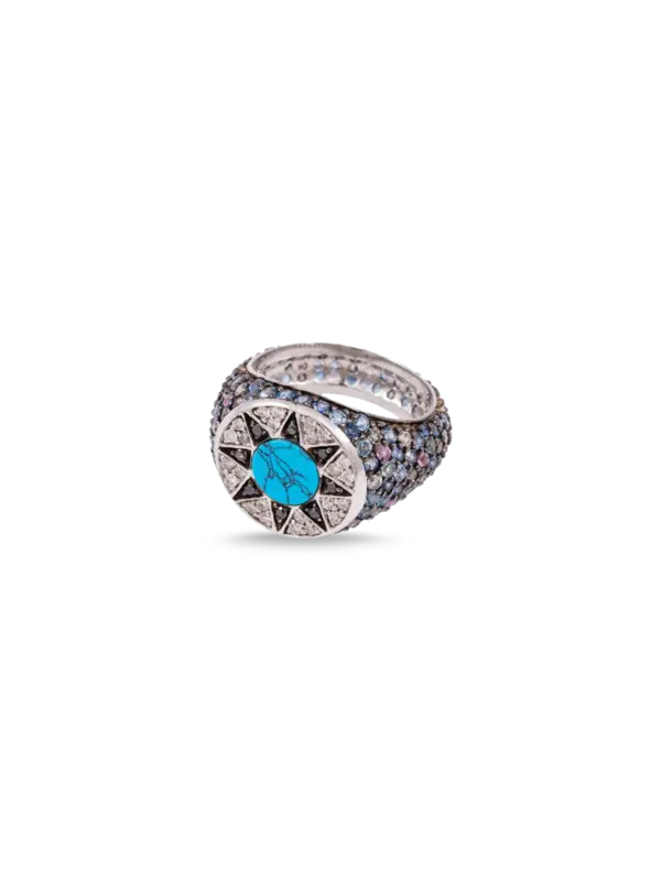 Ibiza Element Pinky Ring With Stones | 18k White Gold