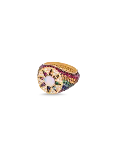 Ibiza Rainbow Ring With Mother Of Pearl | 18k Yellow Gold