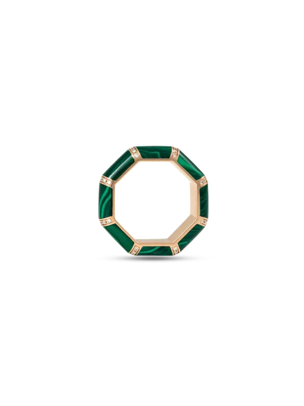 Bamboo Enamel Ring With Diamond | 18k Yellow Gold