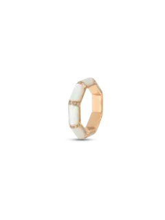 Bamboo Enamel Ring With Diamond | 18k Yellow Gold