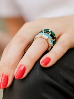 Bamboo Enamel Ring With Diamond | 18k Yellow Gold