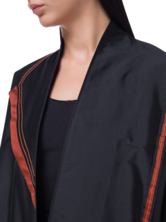 BLACK ABAYA WITH DOUBLE LAPEL RUST