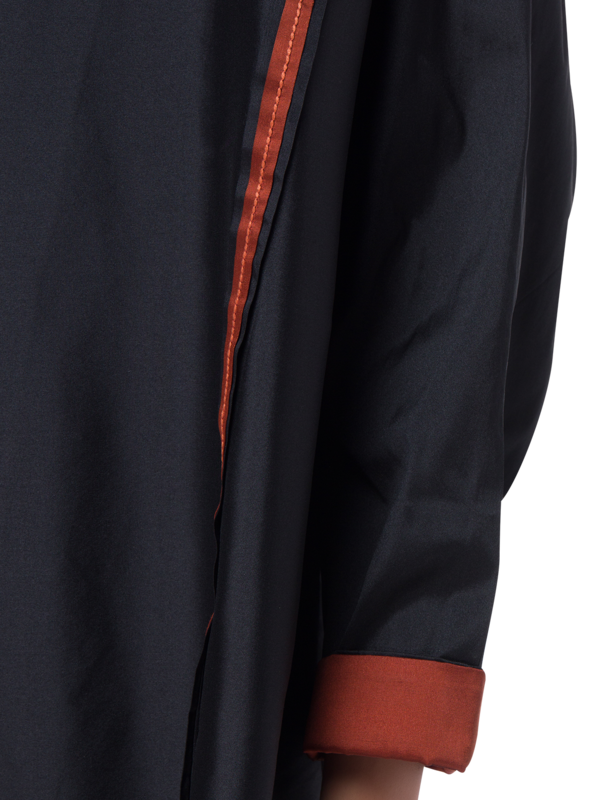 BLACK ABAYA WITH DOUBLE LAPEL RUST