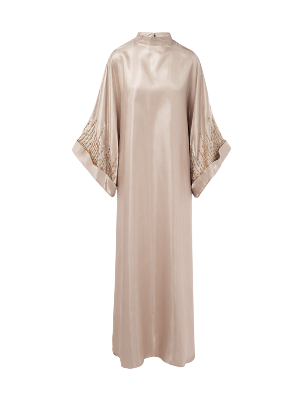 Stand collar caftans w/ embroidery on sleeve