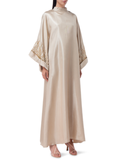 Stand collar caftans w/ embroidery on sleeve