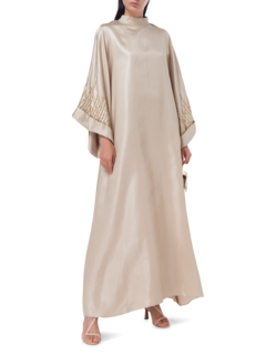 Stand collar caftans w/ embroidery on sleeve