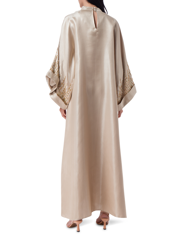 Stand collar caftans w/ embroidery on sleeve