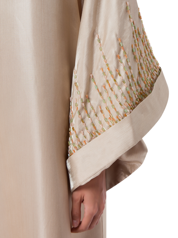 Stand collar caftans w/ embroidery on sleeve