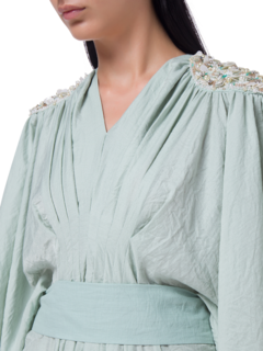 Green Caftan w/ Embroidered shoulders