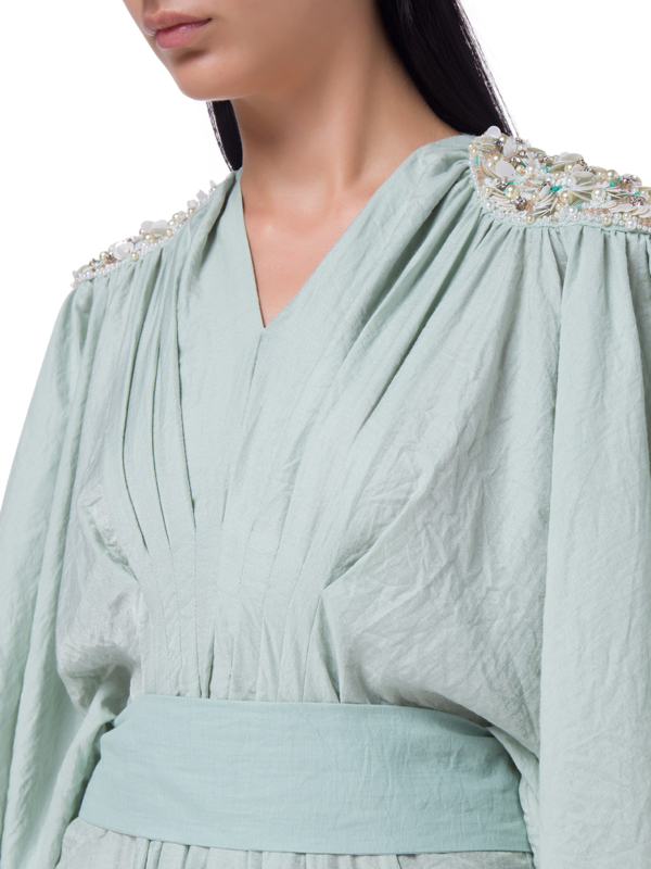 Green Caftan w/ Embroidered shoulders