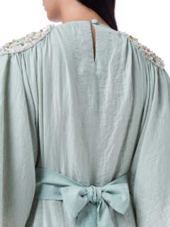Green Caftan w/ Embroidered shoulders