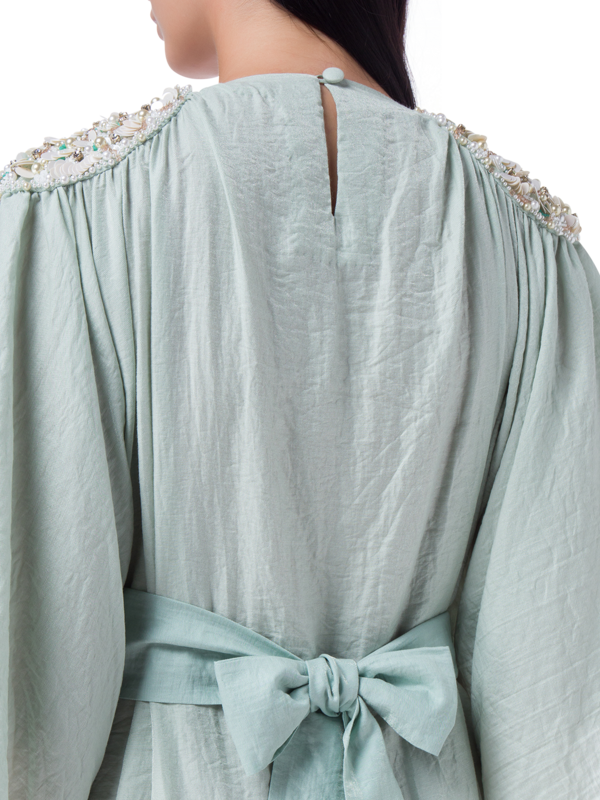 Green Caftan w/ Embroidered shoulders