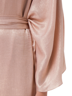 Peach Caftan w/ pleated neck embroidery