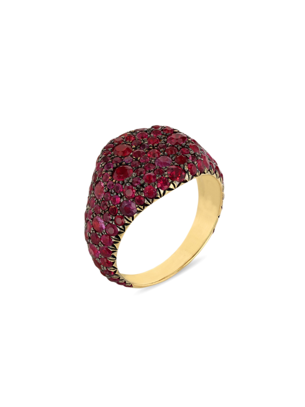 Gold and Ruby Meteor Pinky Ring