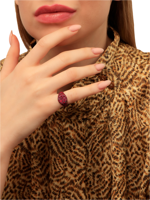 Gold and Ruby Meteor Pinky Ring