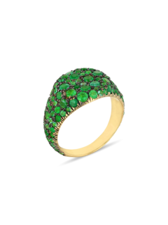 Black Gold and Emerald Meteor Pinky Ring
