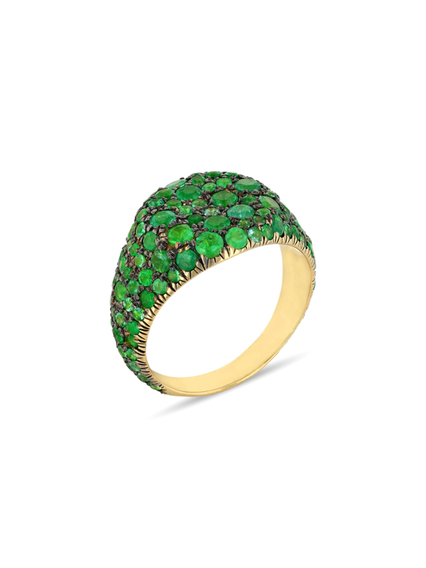 Black Gold and Emerald Meteor Pinky Ring