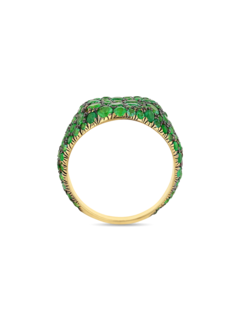 Black Gold and Emerald Meteor Pinky Ring