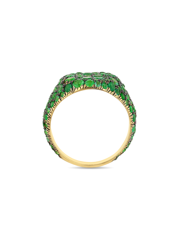 Black Gold and Emerald Meteor Pinky Ring