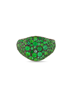Black Gold and Emerald Meteor Pinky Ring