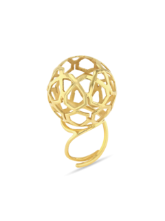 Handmade Gold Arabesque Sphere Ring