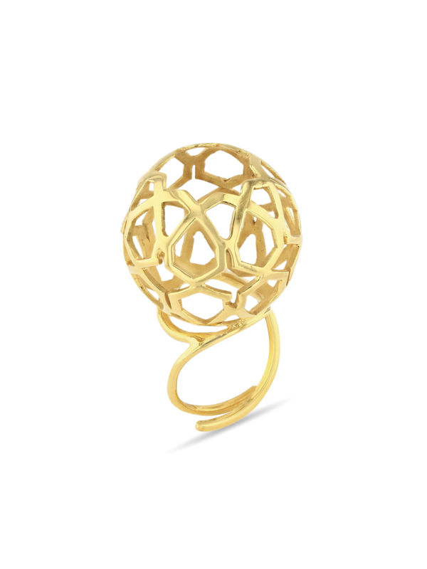 Handmade Gold Arabesque Sphere Ring