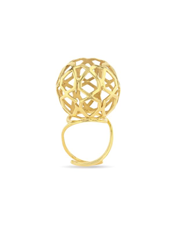 Handmade Gold Arabesque Sphere Ring