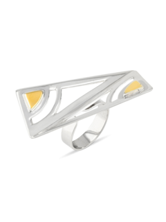 Platinum-Plated Silver Rectangle Ring