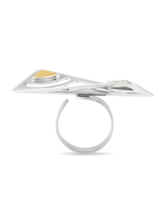 Platinum-Plated Silver Rectangle Ring