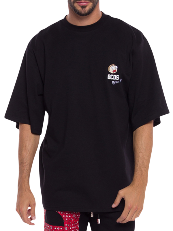 Oversized Crewneck T-Shirt with Rick and Morty Print